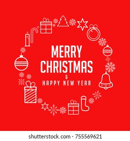 Merry Christmas Greeting Card Design Background.