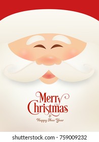 Merry Christmas greeting card design with cute Santa Claus cartoon character