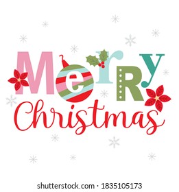 merry christmas greeting card with festive color design