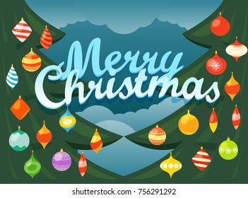 Merry Christmas greeting card. Festive concept