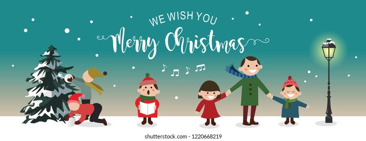Merry Christmas greeting card flat. Vector illustration.