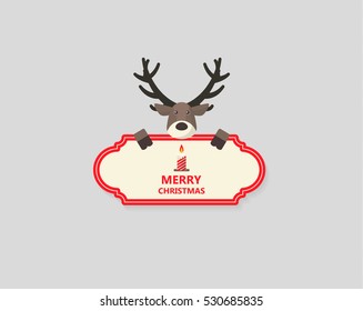 Merry Christmas Greeting Card. Flat Style Vector Design

