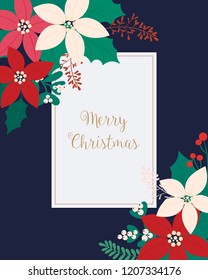 Merry Christmas greeting card. flower.
