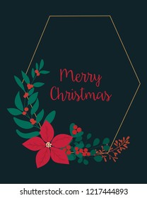Merry Christmas greeting card. flower, floral.