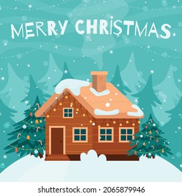 Merry Christmas greeting card flyer concept. 