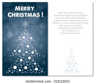 merry christmas greeting card front and interior or back illustration text is outline No shadow on the vector. 