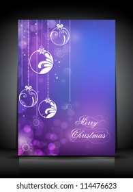 Merry Christmas greeting card or gift card with decorative eve balls. EPS 10.