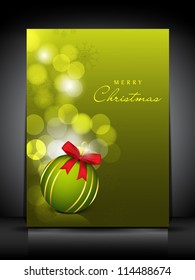 Merry Christmas greeting card or gift card decorated with snowflakes and eve balls.EPS 10.