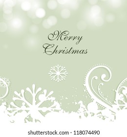 Merry Christmas greeting card or gift card decorated with snowflakes. EPS 10.