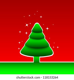 Merry Christmas greeting card, gift card, invitation card or background with stylized 3D Xmas tree. EPS 10.