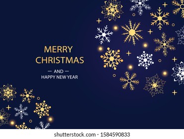 a merry christmas greeting card with glowing snow decoration