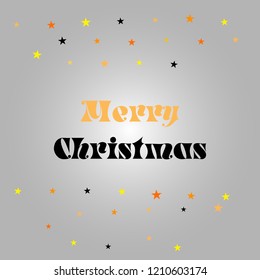 Merry Christmas greeting card of golden snowflakes and gold glittering stars pattern on premium background. Vector Christmas or New Year wish calligraphy text for winter season holiday design template