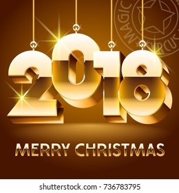 Merry Christmas Greeting Card with Golden shine Toys 2018
