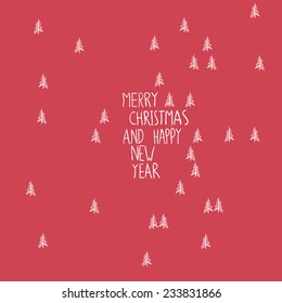 Merry Christmas Greeting Card Hand Drawn Simple 