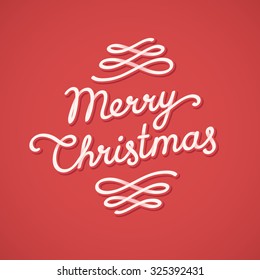 Merry Christmas greeting card with hand drawn lettering in vintage style. Vector illustration.