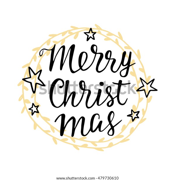 Merry Christmas Greeting Card Hand Lettering Stock Vector Royalty Free