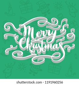 Merry Christmas Greeting Card with Handdrawn Lettering and Elements. Xmas card. Winter background. Holiday Happiness. Trend design decorations and posters. Vector Illustration EPS