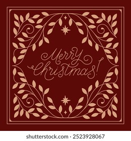 Feliz Navidad - tarjeta de felicitación con texto de letras a mano en estilo caligráfico - Ilustración vectorial Horizontal para tarjeta de felicitación, Anuncio, publicidad, cartel, invitación
