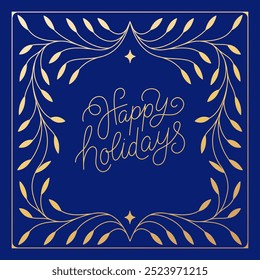 Merry christmas - greeting card with hand-lettering text in calligraphic style  - horizontal vector illustration for greeting card, banner, advertising, poster, invitation
