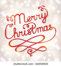 Merry Christmas! Greeting card with handwritten lettering. Festive Christmas background with typography. Vector illustration. 