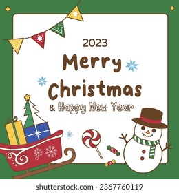 Merry Christmas greeting card, holiday cover. Christmas illustration template for web, social media