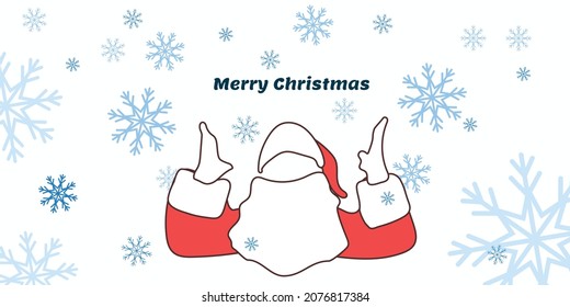 merry Christmas greeting card illustration with snow and Santa Claus vector