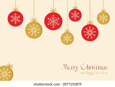 Merry Christmas Greeting Card And Instagram And Facebook Post With Hanging Ball For Company