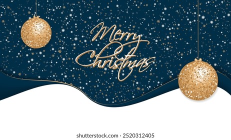 Merry Christmas greeting card and invitation template, vector illustration.