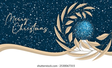 Merry Christmas greeting card and invitation template, vector illustration.