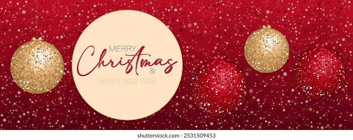 Merry Christmas greeting card and invitation template, vector illustration.