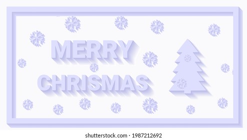 Merry christmas greeting card isolated vector illustration. Christmas tree and snowflakes.