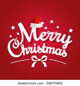 Merry christmas greeting card. Merry christmas lettering and decoration on red background. vector illustration