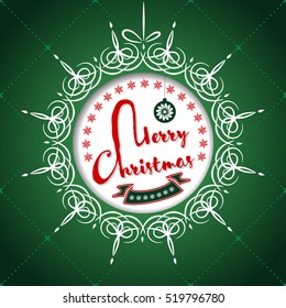 Merry Christmas Greeting Card and lettering