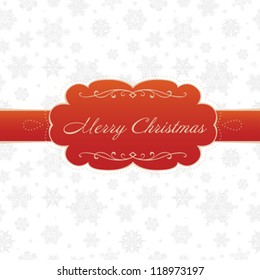 Merry christmas greeting card on white background with snowflakes pattern. Vector illustration, EPS8.