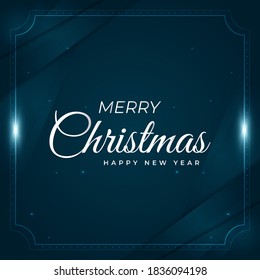 Merry Christmas greeting card on dark blue background in abstract concept