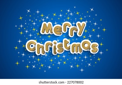 Merry Christmas Greeting Card On Stars Background vector illustration