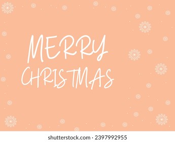  Merry Christmas Greeting Card on Peach Fuzz background. Perfect for holiday and Christmas designs, cards, logo, decorations.Vector illustration.