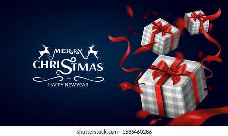 Merry christmas greeting card and party invitations luxury background, Vector illustration element for happy new year flyer brochure design