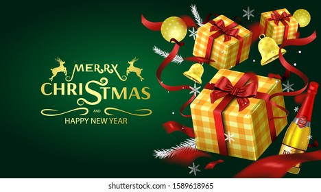 Merry christmas greeting card and party invitations luxury background, Vector illustration element for happy new year flyer brochure design
