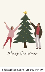 Merry Christmas greeting card. Christmas party invitation card vector. Christmas night party posters or flyers. Christmas social media post vector illustration.