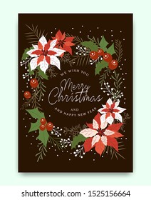Merry Christmas greeting card pattern background.