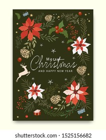 Merry Christmas greeting card pattern background.