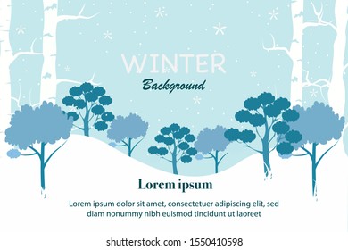 Merry Christmas greeting card pattern landscape background.