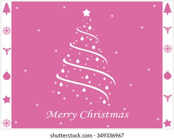 Merry Christmas Greeting Card Pink