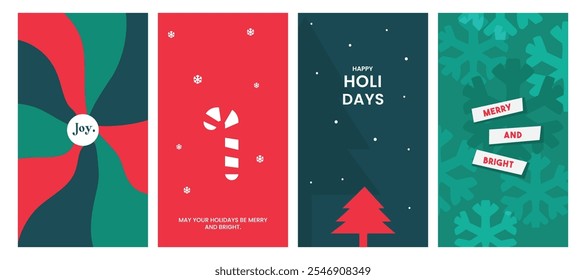 Tarjeta de felicitación de las Navidades felices, fondo del día de fiesta del conjunto del cartel. Moderno y hermoso diseño de Navidad con tipografía, Anuncio de Web, pinceladas y copos de nieve. Arte mínimo, cartel, cubierta, Plantilla 