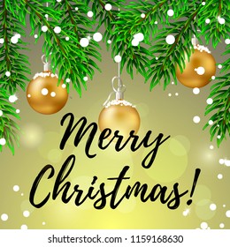 Merry Christmas greeting card in realistic style. Vector illustration