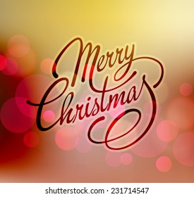 Merry Christmas greeting card with retro bokeh and text