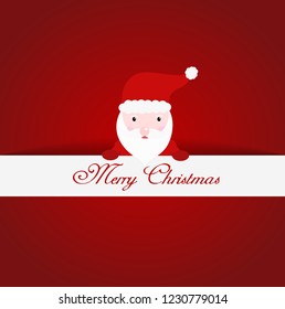Merry Christmas greeting card with Santa Claus. Vector illustration.