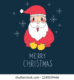 Merry Christmas greeting card with Santa Claus Vector