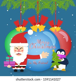merry christmas greeting card with santa vector